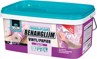 Bison wall ready® adhésif pour papier peint papier vinyle seau 2,5 kg, prêt à l'emploi, facile à poser, corrigible, bonne adhérence, pour tous types de papiers peints à support intissé