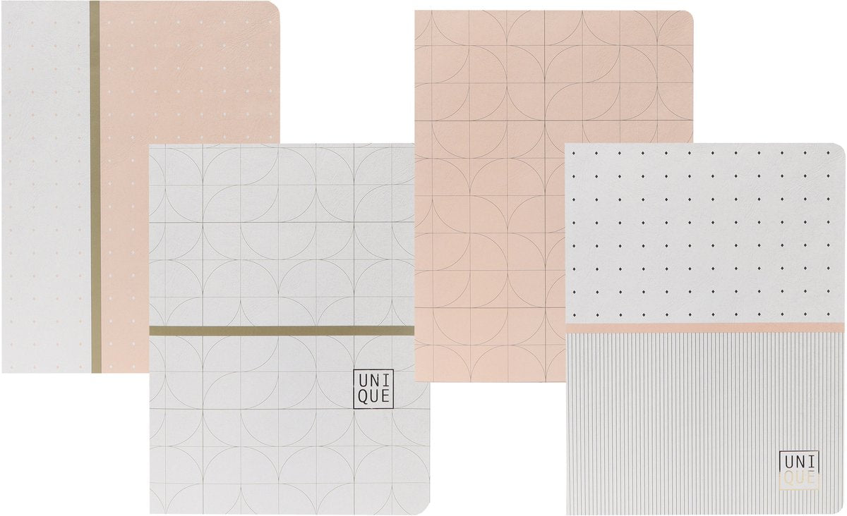 Ancor carnet unique a4 diamant 5 mm 48 feuilles 90 grammes de retrait 4 pièces rose et blanc