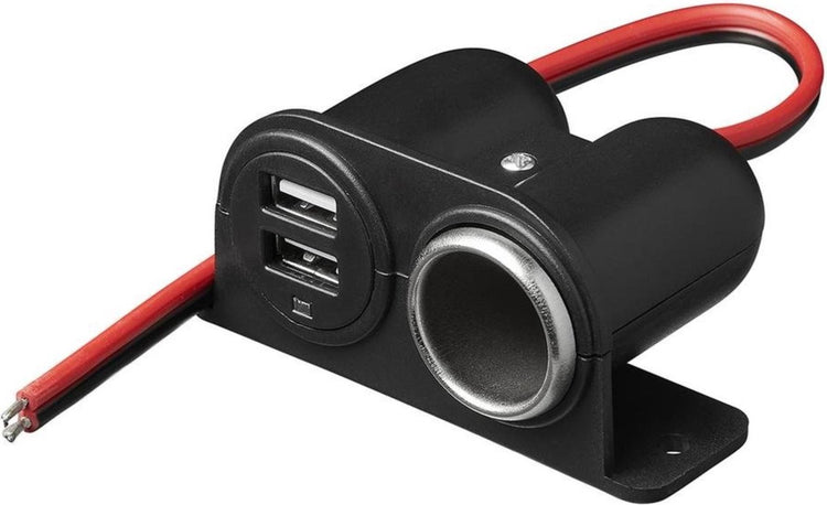Boîtier allume-cigare en saillie Proplus avec 2 ports USB - 12v 24v - noir - plastique et acier