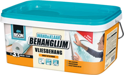 Colle à papier peint intissé Bison wall ready® seau de 2,5 kg, prête à l'emploi, facile à appliquer, corrigible, bonne adhérence, pour tous types de papiers peints sur support intissé