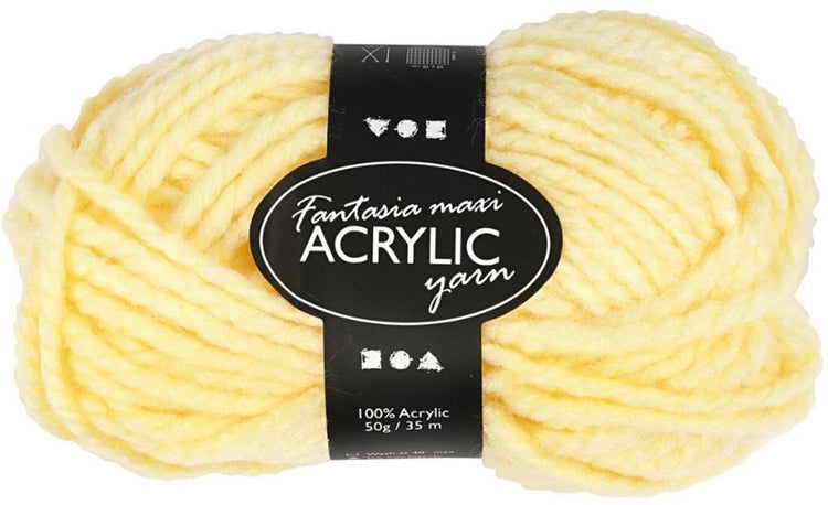 Fil acrylique fantaisie Creativ company, l: 35 m, maxi, jaune clair, 50 g 1 pelote