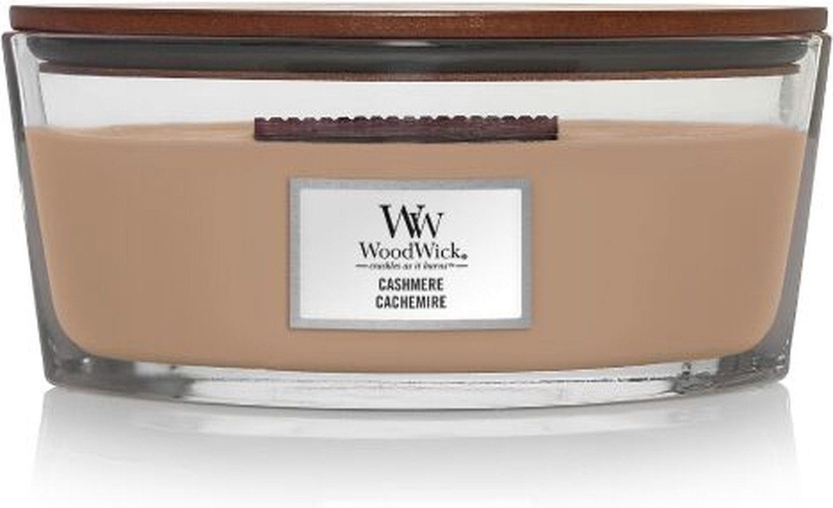 Bougie parfumée Woodwick Heartwick Flame Ellipse - Cachemire - 50 heures de combustion