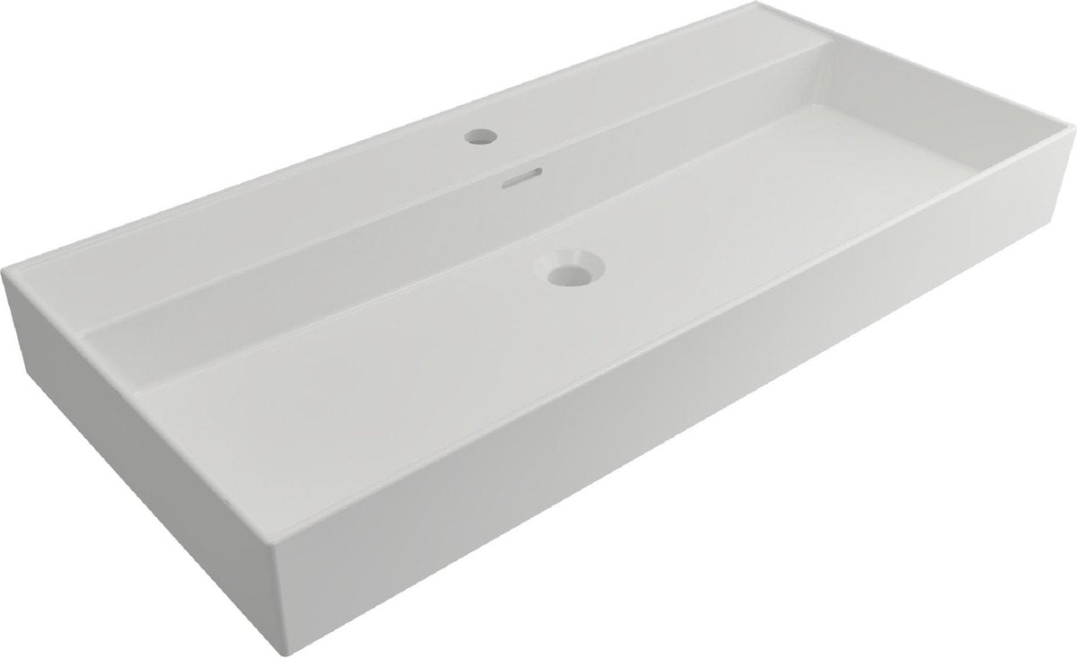 Lavabo Plieger Kansas - 100x45 cm - avec trou pour robinetterie - blanc mat