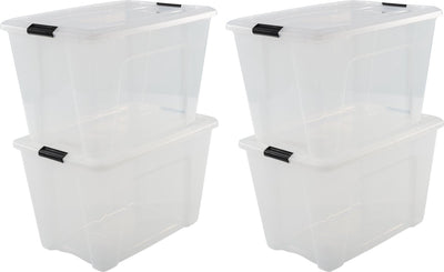 Boîte de rangement Iris topbox - 60l - plastique - noir transparent - lot de 4