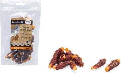 Beeztees gourmandises bouchées de patate douce au canard - snacks pour chien - biscuits pour chien - friandises pour chien - 200 grammes