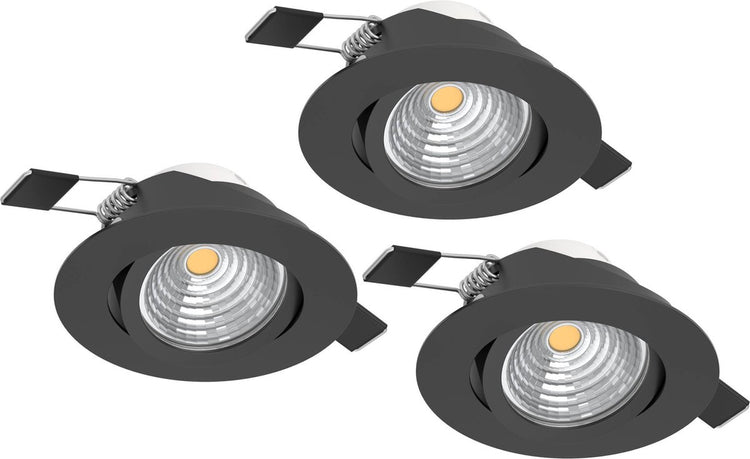 Spot encastrable Eglo saliceto - LED - ø 8,8 cm - noir - dimmable - lot de 3 pièces - inclinable