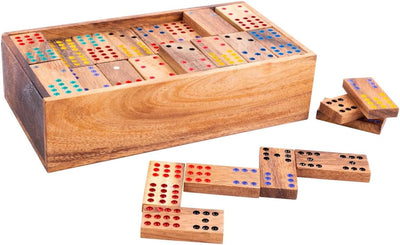 Engelhart Domino 12 – jeu de dominos en bois – jeu de société classique – jeu de réflexion stratégique – 2 à 8 joueurs – bois d'acacia –