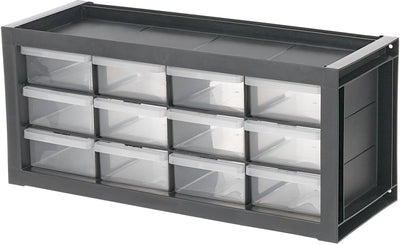 Organisateur d'atelier Iris 12 tiroirs - armoire à pièces dpc‑12 - organisation globale - plastique - gris noir