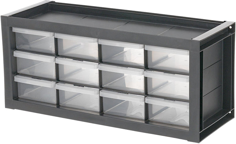 Organisateur d'atelier Iris 12 tiroirs - armoire à pièces dpc‑12 - organisation globale - plastique - gris noir