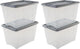 Boîte de rangement Iris new topbox - 60l - plastique - argent transparent - lot de 4
