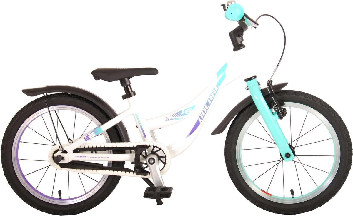 Volare Glamour Children's Bicycle - Girls - 16 pouces - White Mint Green - Prime Collection