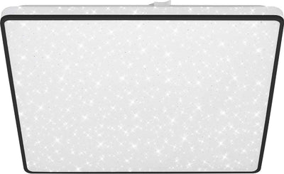 Briloner - Plafonnier LED - Plafonnier avec ciel étoilé - Décor étoiles - Lumière blanc neutre - 37x37x4,5 cm - Noir