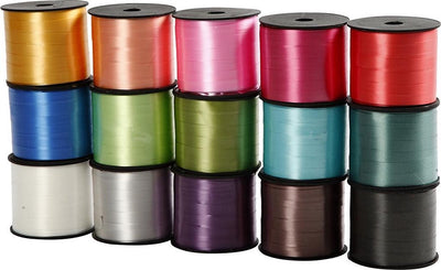 Ruban cadeau d'entreprise Creativ, L: 10 mm, brillant, différentes couleurs, 15x50 m 1 boîte