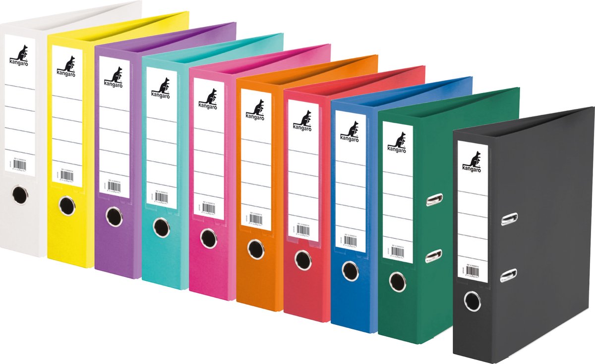 Classeur Kangaro - a4 - 2 anneaux - largeur dos 75 mm - 10 pièces couleurs assorties - k-3000p10