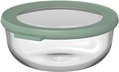 Récipient alimentaire en verre Mepal rond cirqula - 750 ml - récipients alimentaires en verre - résistant à la chaleur jusqu'à 550 °c. sans couvercle - contenants de préparation de repas - sauge nordique
