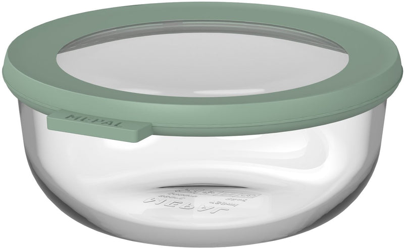Récipient alimentaire en verre Mepal rond cirqula - 750 ml - récipients alimentaires en verre - résistant à la chaleur jusqu'à 550 °c. sans couvercle - contenants de préparation de repas - sauge nordique