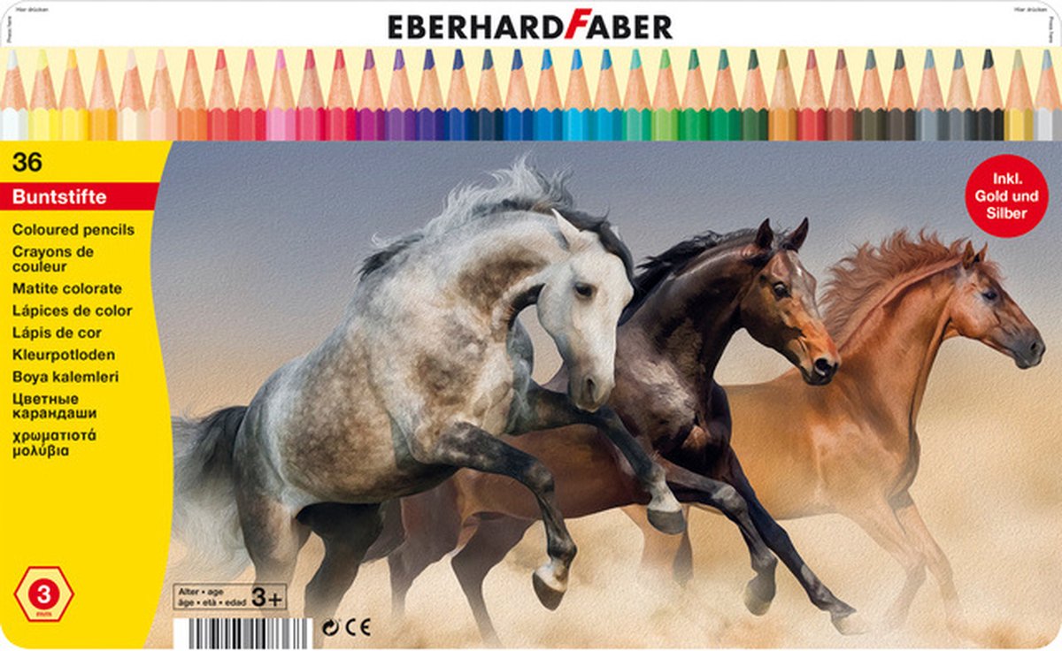 Crayons de couleur Eberhard faber - classique - 36 pièces - étui en métal - ef-514836
