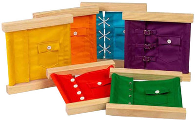 Bigjigs Fermeture en bois et cadres de boutons, 6dlg.
