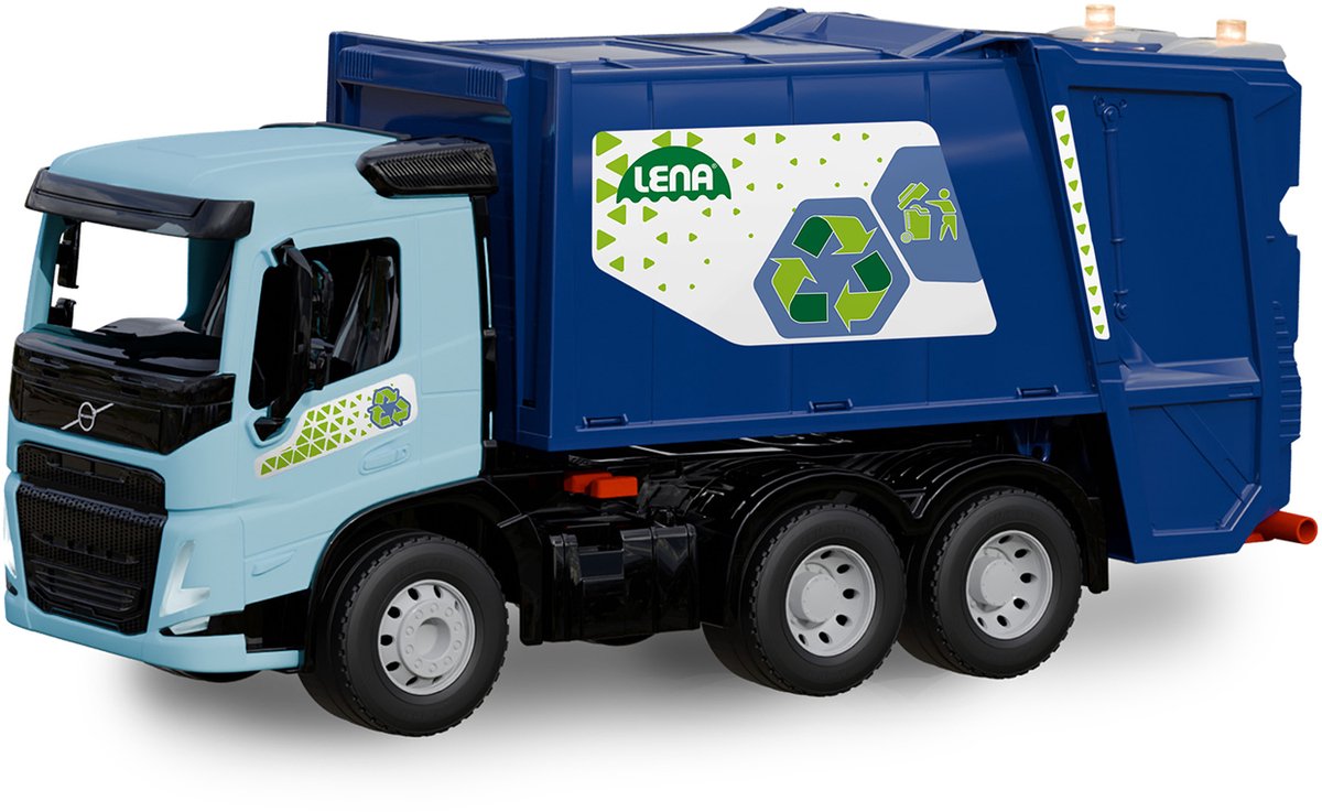 Camion poubelle Lena Volvo FMX voiture jouet avec essieux en acier 52 cm.