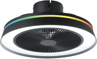 Ventilateur de plafond avec lampe Eglo Vallonia - ø 48 cm - 3 vitesses - lumière blanche réglable - RGB - dimmable - économie d'énergie DC - noir