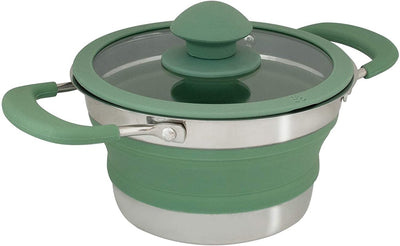 Poêle Eurotrail avec couvercle - petite - pliable en silicone - vert d'eau