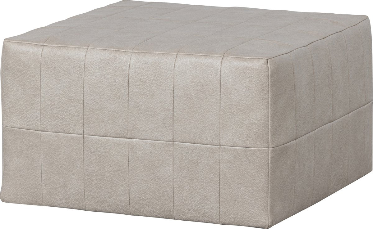 Pouf patchwork Woood - aspect cuir - naturel - 36x60x60