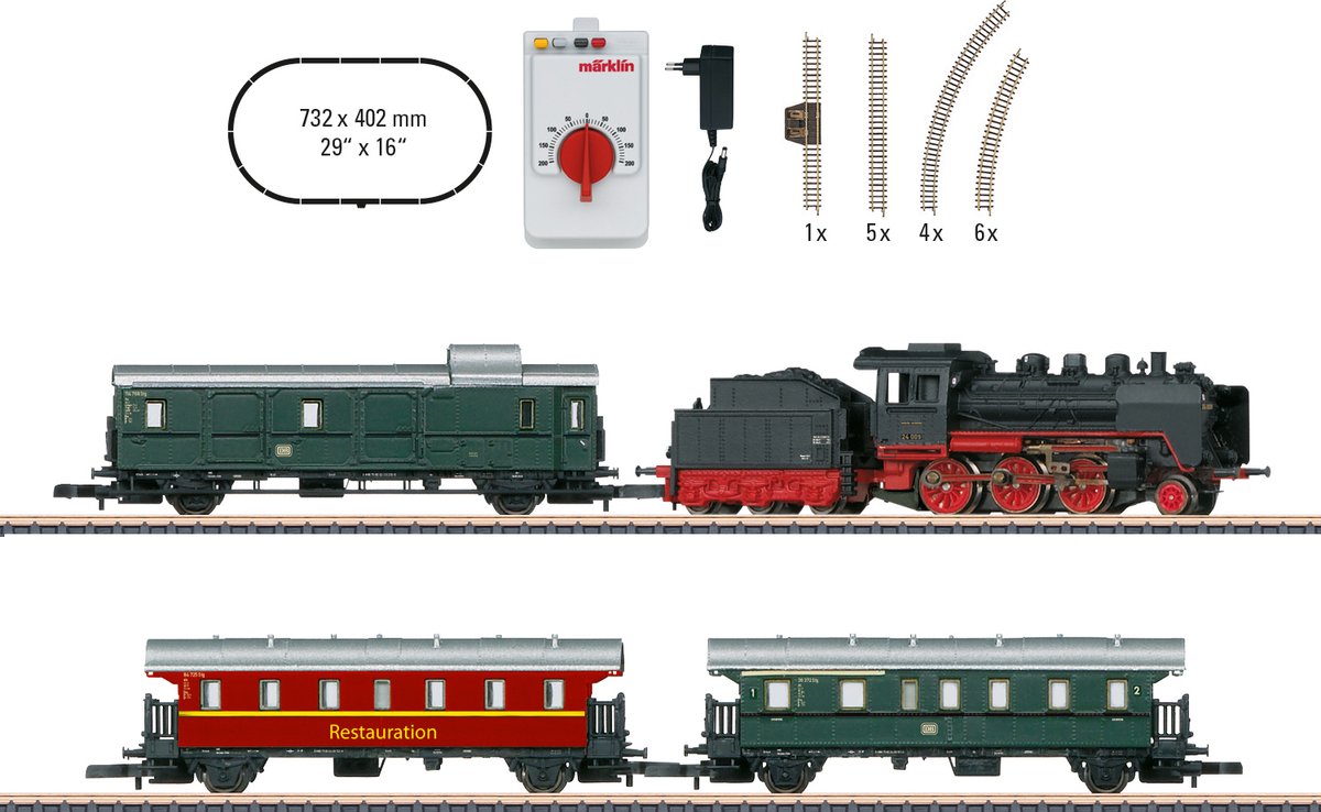 Coffret de départ Märklin Train de voyageurs musée avec locomotive à vapeur série 24.