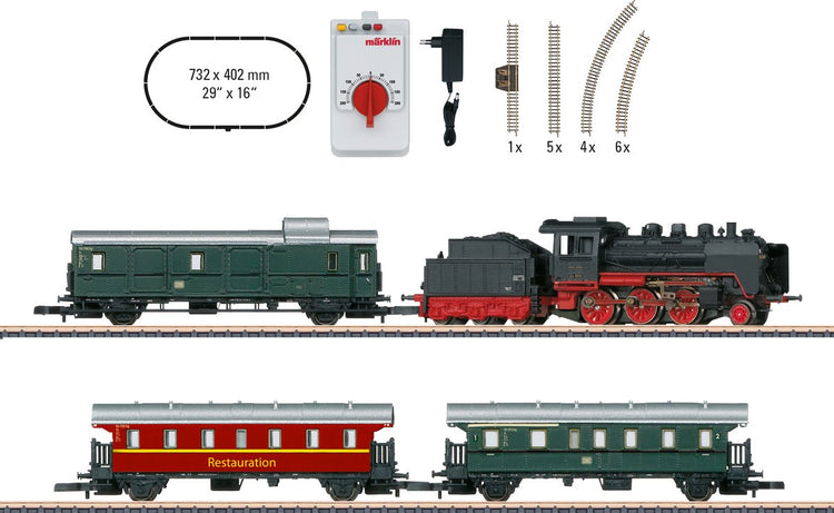Coffret de départ Märklin Train de voyageurs musée avec locomotive à vapeur série 24.