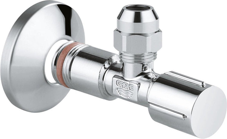 Vanne d'équerre Grohe, compression avec bague d'étanchéité en téflon 1 2 x 3 8 avec poignée en métal chromé