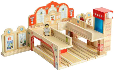 Bigjigs - Ensemble de jeu en bois pour la grande gare centrale