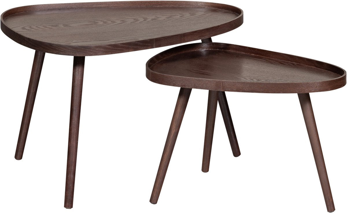 Tables d'appoint Woood nissa - noyer - lot de 2 - 39x71x52