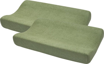 Housse de matelas à langer Meyco baby uni - paquet de 2 - tissu éponge - vert olive - 50x70cm