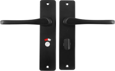 Poignée de porte Starx noire - ferrures de porte - bouclier de porte avec serrure de toilette (wc57 - 5) - poignée de porte papillon