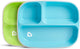 Munchkin assiettes antidérapantes à 3 compartiments - anti-éclaboussures - passent au lave-vaisselle et au micro-ondes - par 2 pièces - assiettes pour enfants - vert bleu