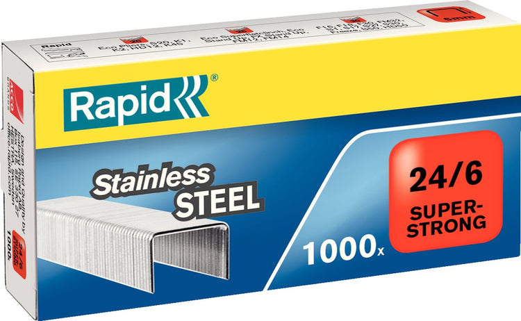 Agrafes Rapid super résistantes 24 6 mm - 1000 agrafes - acier inoxydable
