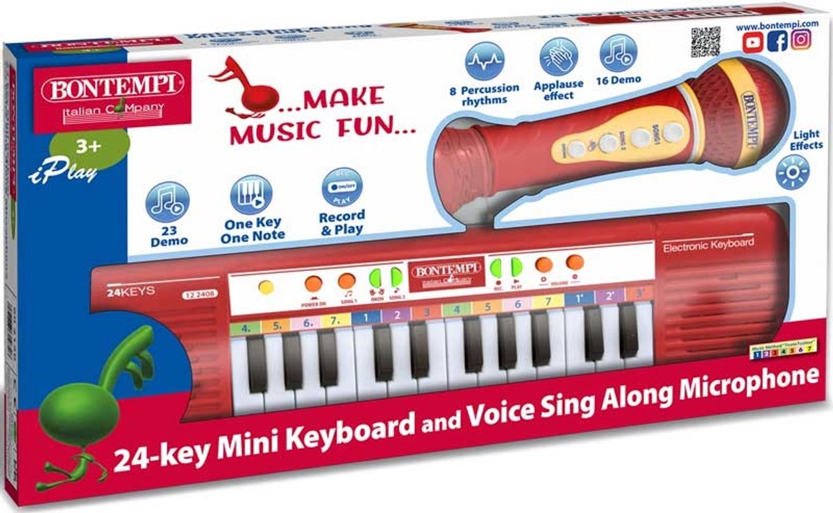 Bontempi spa ensemble de jouets à clavier bontempi avec microphone karaoké - éducatif.