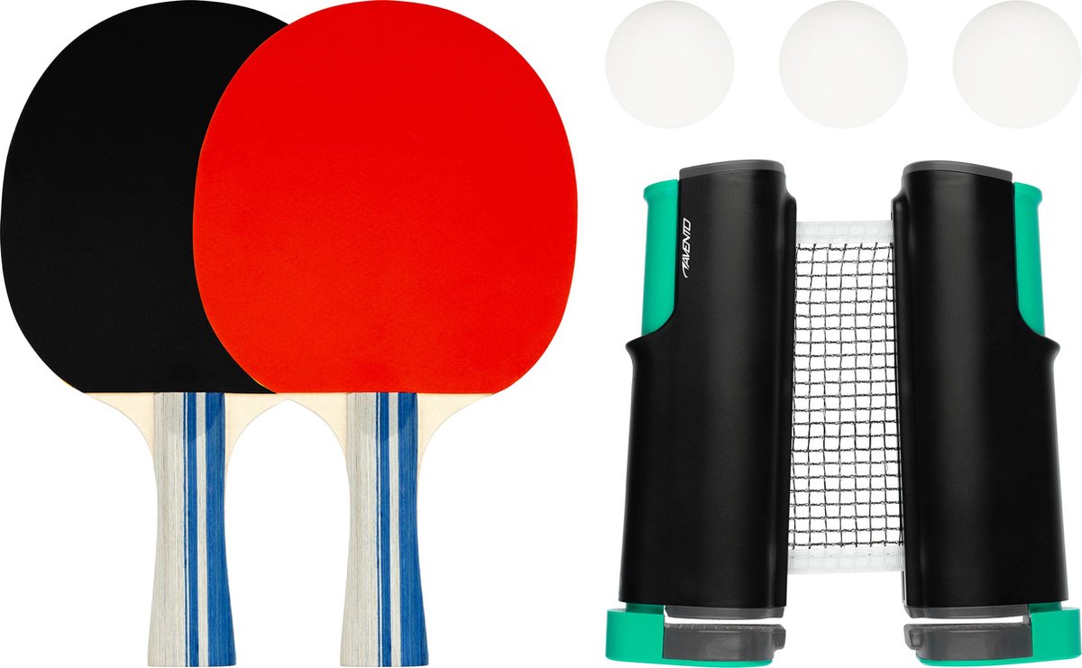 Avento set de tennis de table complet - filet de tennis de table extensible - noir rouge