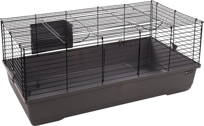 Cage hamster Flamingo - mobi - cage cobaye cage lapin nain - cage intérieure avec râtelier à foin et fond profond - métal noir gris - 99x53x42,5 cm - qualité européenne