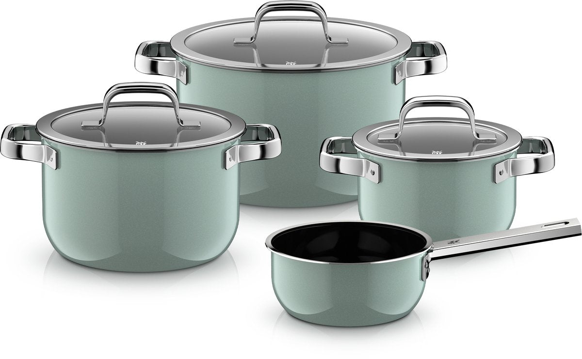 Wmf fusiontec 2.0 mineral pro - set de poêles - 4 pièces - brume d'eucalyptus - induction - résistant aux rayures - convient à toutes les sources de chaleur