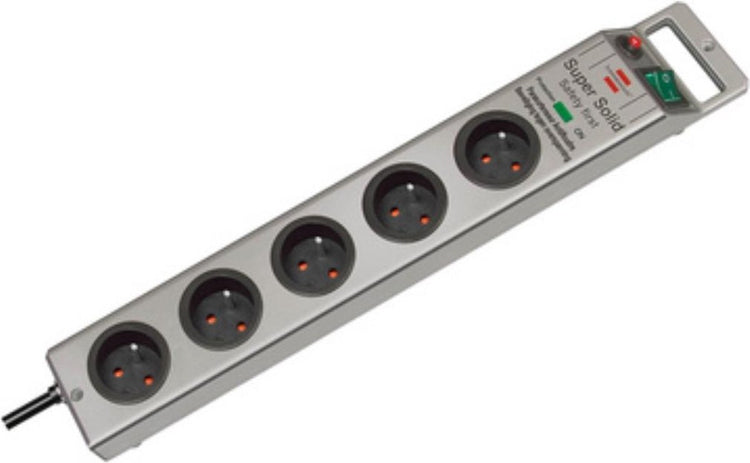Brennerstuhl multiprise super solide 13 500a avec protection contre les surtensions 5 prises argent 2,5m h05vv-f 3g1.5 *fr*