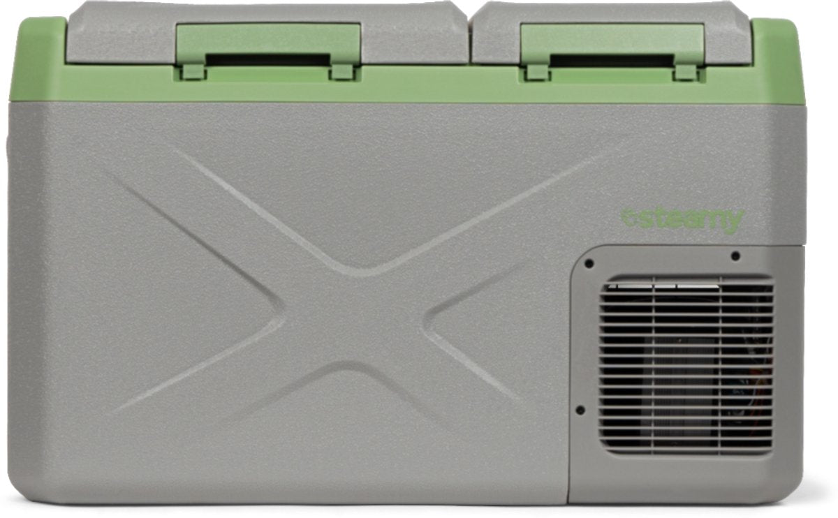 Glacière électrique à compresseur double zone Steamy-e - double zone - 24 litres - 12v et 230v - pour voiture et camping - grise
