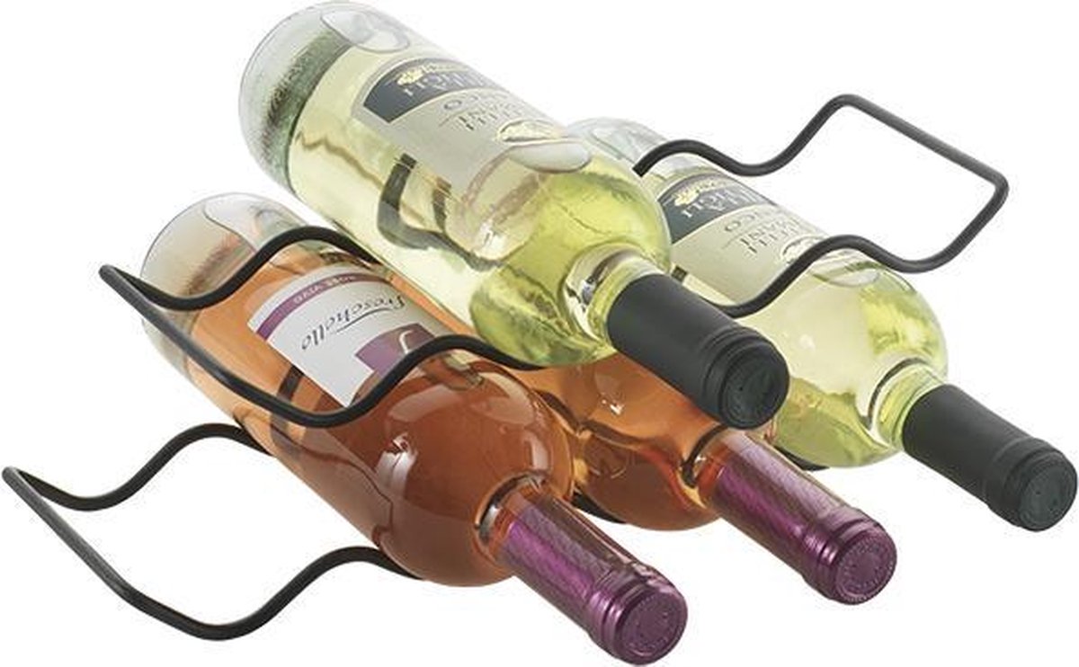 Metaltex - lot de 2 porte-bouteilles - casier à bouteilles - vague 20 - noir mat - pour 8 bouteilles de vin (0,75 litre)