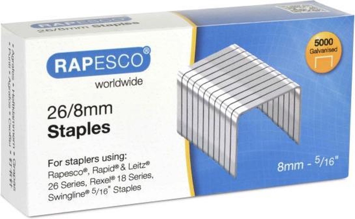 Rapesco s11662z3 agrafes acier argent paquet de 5000