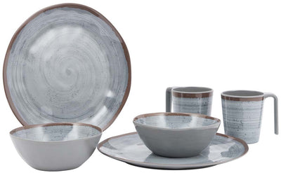 Vaisselle Bo-camp - halo - 6 pièces - mélamine - gris