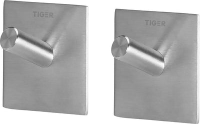 Carré Tigre - crochet porte-serviettes (2 pièces) - sans perçage - crochets porte-serviettes - ruban adhésif 3m - inox brossé