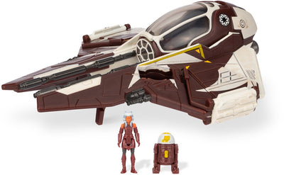 Jazwares star wars - multipack véhicule (figurine véhicule 7,5 cm + véhicule 7,5 cm) - ahsoka tano - coffret évolution starfighter