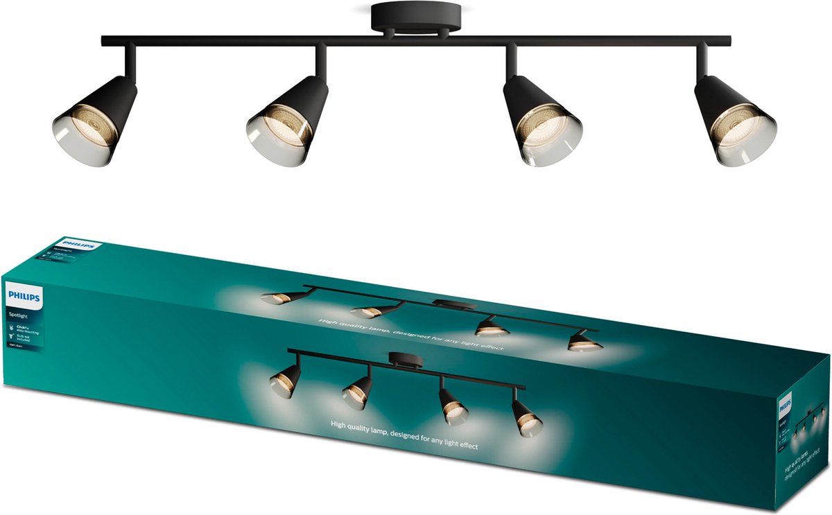 Philips LED Philips Cleft Spot - spot de plafond avec quatre points lumineux - avec verre fumé - raccord LED Gu10