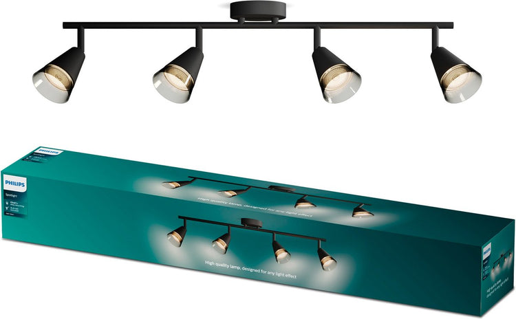 Philips LED Philips Cleft Spot - spot de plafond avec quatre points lumineux - avec verre fumé - raccord LED Gu10