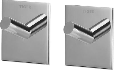 Tigre carré - crochet porte-serviettes - sans perçage - crochets porte-serviettes - ruban adhésif 3m - acier inoxydable poli (2 pièces)