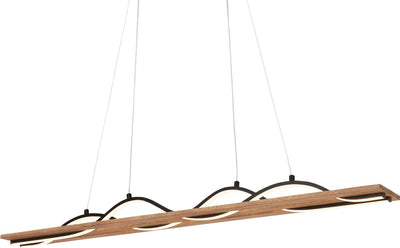 Briloner vinka - Lampe à suspension LED - 3818014 - design en bois - forme de vague - lumière blanc chaud - 98 x 11 x 120 cm - bois noir